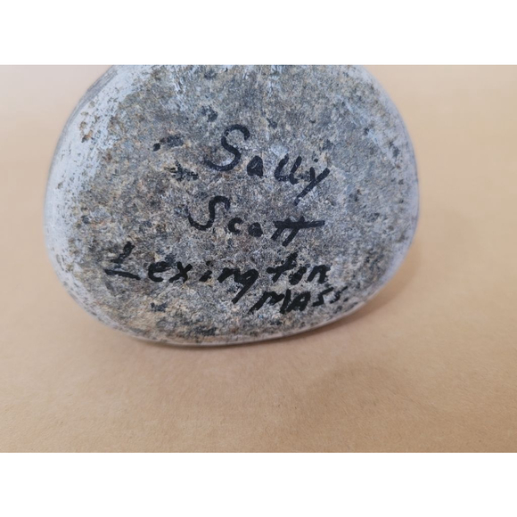 Paperweight Gray Cat Rock Painting by Sally Scott, Lexington, Mass. - Picture 6 of 9